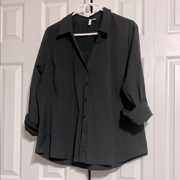 Elle black button down shirt blouse top size XXL - Picture 1 of 12
